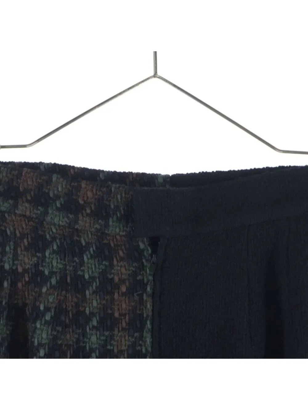 Chanel Coco Button Wool Tweed Set Vintage Tight Skirt 38 Black Green Brown